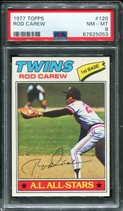Rod Carew 1977 Topps #120 PSA 8 casi nuevo-como nuevo - Imagen 1 de 2