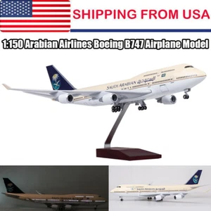 1:150 Saudi Arabian Airlines Boeing B747 Airplane Model Ornament W/ Light &Wheel - Picture 1 of 13