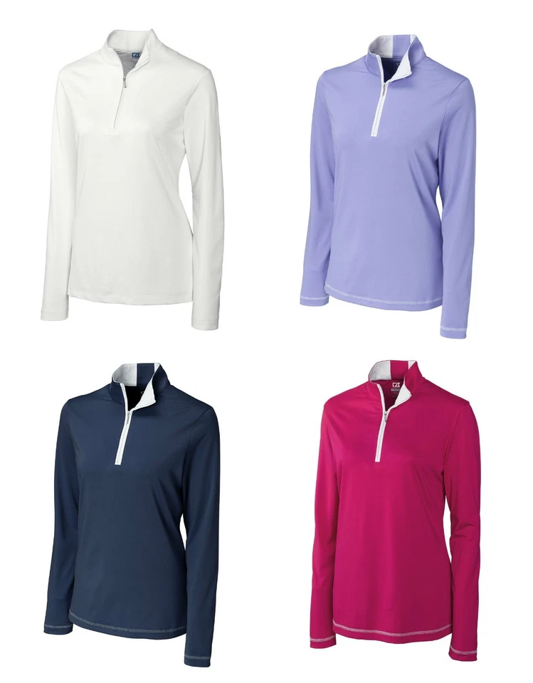 Camisa Polo CUTTER & BUCK Mujer Damas Golf CB DryTec LS CHOICE ZIP MOCK NUEVA CON ETIQUETAS  Foto 1 de 1