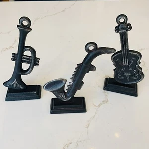 Set Of (3) Cast Iron Decorative Musical Instruments 8” x 4” - Picture 1 of 15