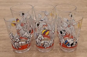 VINTAGE DISNEY 101 DALMATIANS GLASS TUMBLERS GLASSES x 6 SET BUNDLE DOGS 1980s - Picture 1 of 7