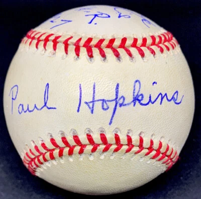 Paul Hopkins Died 2004 PSA/DNA Signed Baseball Gave Up Babe Ruth 9th HR 1927 - Image 1 of 4