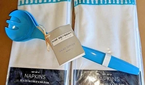 KIM SEYBERT SALAD SERVING SET * Fork Spoon * BLUE Melamine SUMMER PICNIC PATIO - Picture 1 of 1