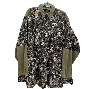 READHEAD Hunting Deer Buck Camo Casual Button Down Shirt Suede Sleeve Trim XL - Picture 1 of 4