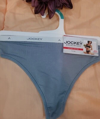 JOCKEY поколения логотип LASERBOND Supima маленький хлопок синий стринги трусики новый с Ярлыками - Изображение 1 из 4