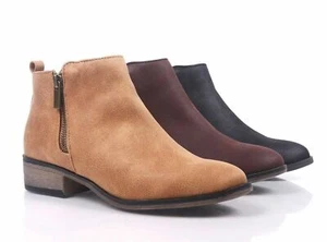 3-farbige Bambus lässige seitliche Reißverschluss Damen Säbel Stiefeletten Booties - Bild 1 von 23