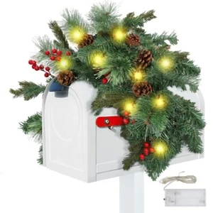 Red Berries Christmas Mailbox Swag for Front Door - Picture 1 of 8