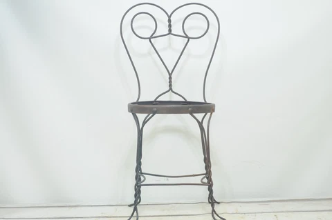 Vintage Wrought Iron Ice Cream Parlor Chair 35.5"H No Seat Unusual Design Cover