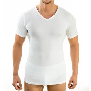 HERMKO 4880 4er Pack Herren Business kurzarm Unterhemd mit V-Ausschnitt Shirt