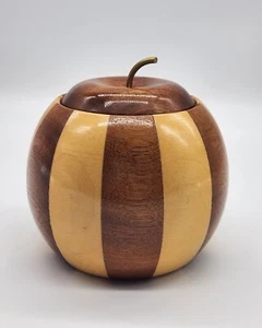 Lancroft Laminated Woodware Apple Jar Canister Vintage Tobacco - Picture 1 of 12