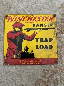 Letrero de porcelana Winchester Ranger Trap Load 1949 anuncio no es una repop - Imagen 1 de 7