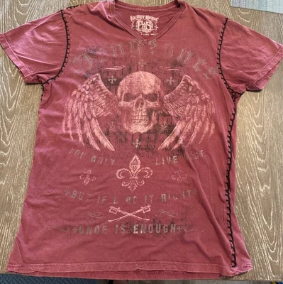 Eighty Eight Skull Wings Y2k Red Mens XL graphic print T-shirt - Image 1 of 4
