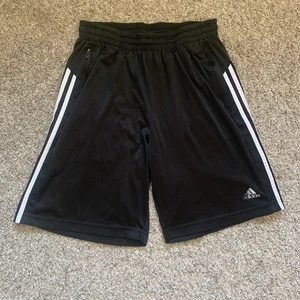 Pantalones Cortos Adidas Para Hombre Talla Pequeña Negros Atléticos Bolsillos con Cremallera Cintura Elástica - Imagen 1 de 11