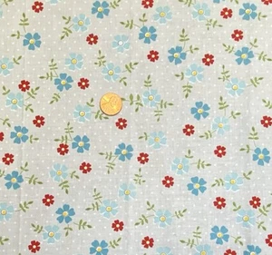 Small Floral Print on Gray Fabric by Moda, FQ, Flowers, Fat Quarter, 18" by 22" - Picture 1 of 4