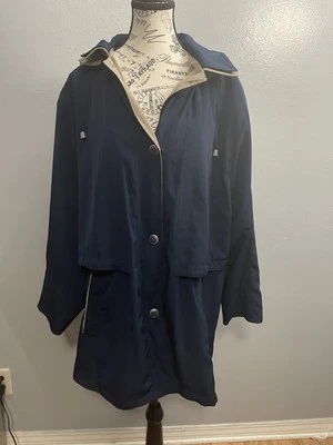 Темно-синий и желтовато-коричневый 1 x женщин плащ со съемным капюшоном - Изображение 1 из 4