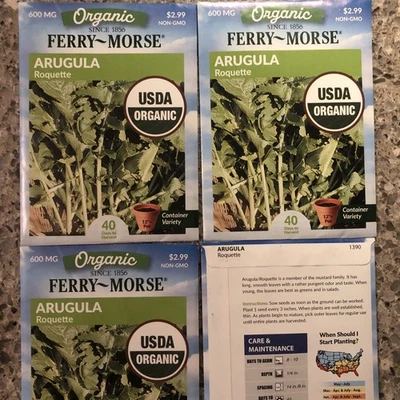 4 paquetes de semillas de huerto RÚCULA marca FERRY-MORSE 4 paquetes de 600 mg NUEVO Foto 1 de 3