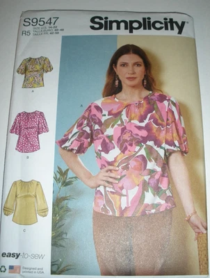 Simplicity 9547 Easy-To-Sew Top & Tunic w/Variations Pattern Misses' 14-22 Uncut - Image 1 of 2
