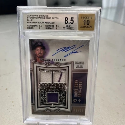 2020 Topps Sterling Nolan Arenado Jersey Relic Auto /10 - Rockies - Image 1 of 3