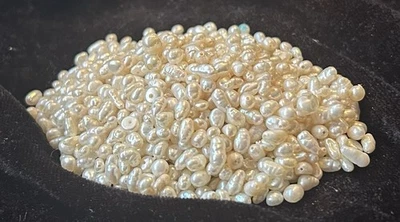 100 CUENTAS BARROCAS DE ARROZ PERLA NATURAL BIWA DE AGUA DULCE GENUINAS DE COLECCIÓN ENVÍO GRATUITO Foto 1 de 4