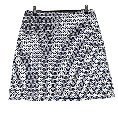 Falda Talbots para mujer talla 8 azul línea A estampado geométrico forrada cremallera lateral elástica Foto 1 de 4