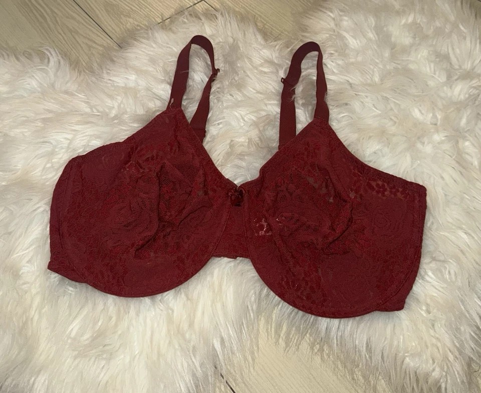 Wacoal 851205 Halo Lace Bra Sheer Unlined Unpadded UW Womens 40DD Red Orange New - Image 1 of 4