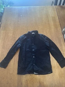Kids Dolce And Gabbana Polka Dot Button Down Longsleeve Dress Shirt 4 Black - Picture 1 of 9