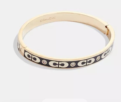 Bracciale Coach donna firmato con cerniera smaltata CI904 nero oro 98€ nuovo con etichette