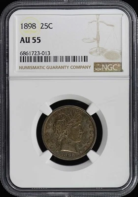 1898 Barber Quarter 25C NGC AU55 - Image 1 of 4