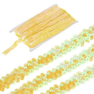 11 Yards 0.8 Inch Elastic Sequins Trim 2 Row Yellow - Imagen 1 de 5