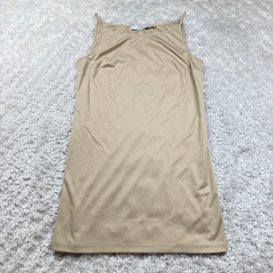 Vestido Robert Rodriguez Talla 0 Sin Mangas Mini Beige Mezcla Seda Coqueta Foto 1 de 4