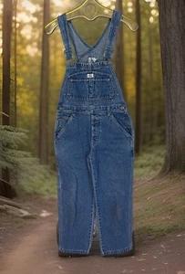 Vtg Calvin Klein Bib Overalls Womens Sz P Blue Relaxed Carpenter Loop Y2K - Picture 1 of 17