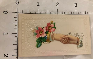 Devotion Hands Shaking Roses Victorian Trade Card VTC 8 - Picture 1 of 3