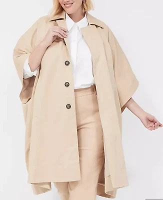 NEW LANE BRYANT KHAKI OVERISZED TRENCH PONCHO CAPE JACKET COAT SZ 18/20 - Image 1 of 4