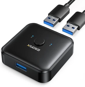Idsonix USB 3.0 Switch 2 PC, Bi-Direktional USB Umschalter 2 in 1 Out (1 in 2 Ou - Bild 1 von 12