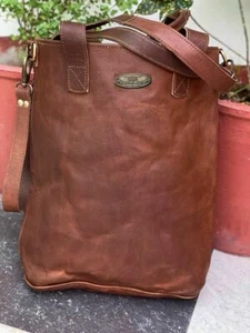 Leather Tote Shoulder Bag Handmade Purse (Waxed Leather) Women Vintage Looking  - Picture 1 of 7