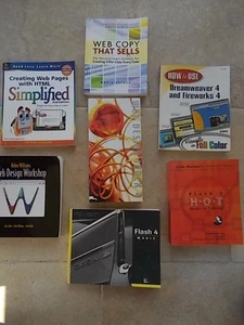 Collection Joblot 7 Books WEB Design Computing Dreamweaver Fireworks Flash 4 & 5 - Afbeelding 1 van 1