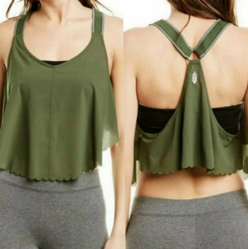 People Movement Pretty Lil Running Top Size Small Army Green Lightweight