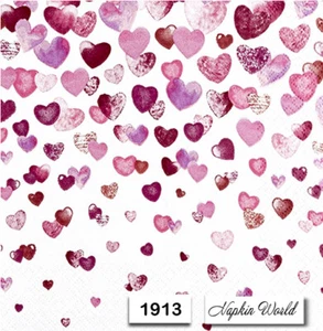 (1913) ZWEI individuelle Papier LUNCHEON Decoupage Servietten - HERZEN LIEBE VALENTINSTAG  - Bild 1 von 3