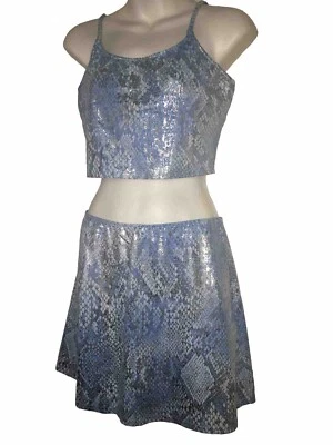 De Colección Venus Traje de Baño Falda + Top Deportivo Sirena Metálico Azul Serpiente BIKINI NOS Foto 1 de 4