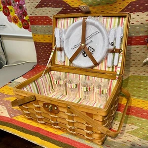 Wicker Four Place Picnic Basket Set with Picnic Ware - Picture 1 of 7