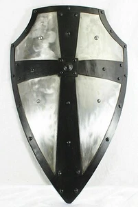 Medieval Knight Templar Crusader Metal Shield Armour Battle Ready Larp Halloween - Picture 1 of 2