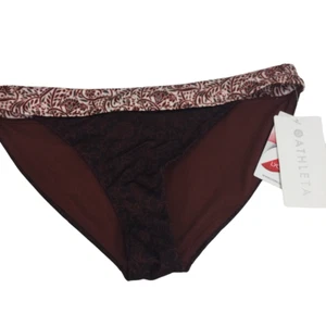 Athleta Aqualuxe Batik Mid Rise Bikini Bottom Swimwear Dried Cinnamon Red M NWT - Picture 1 of 10