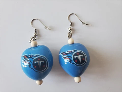 Go Nuts NFL New 1" KUKUI NUT EARRINGS Tennessee Titans Cover