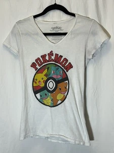 Pokemon Shirt White Short Sleeve Crew Neck 100% Cotton Kid Tee Small D29 - Picture 1 of 3