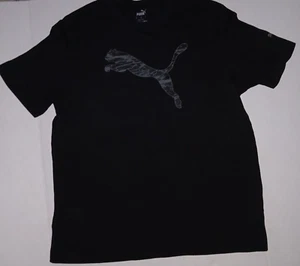 Puma Black Mens Size XL Grey Gray Graphic Logo Short Sleeve Tee T-Shirt - Picture 1 of 4