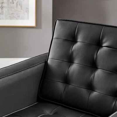 Sillón Modway Loft acolchado de cuero vegano en plata negro Foto 1 de 4