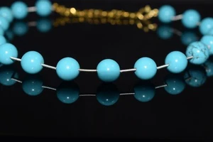 Collar ajustable con cuentas de 12" de piedras preciosas azul turquesa genuino de 10-11 mm para niñas - Imagen 1 de 5
