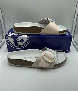Birkenstock Madrid Big Buckle Light Rose Leather Sandals Sz EU38N Womens 7 Y23-3 - Picture 1 of 7