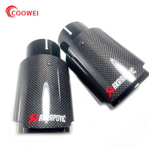 1PCS Glossy Black Carbon Fiber AKRAPOVIC Exhaust Tip 3''/3.5''/4''/4.5''Tailpipe