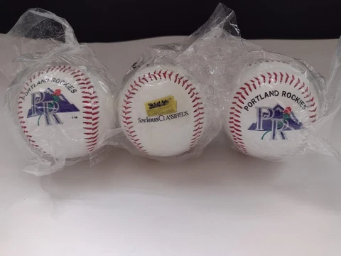 Lot of 3 Portland Rockies  Souvenir Baseballs Late '90s or '00, All New in Bags Cover